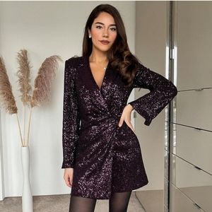 Zara * New Sequins Blazer Dress size XS